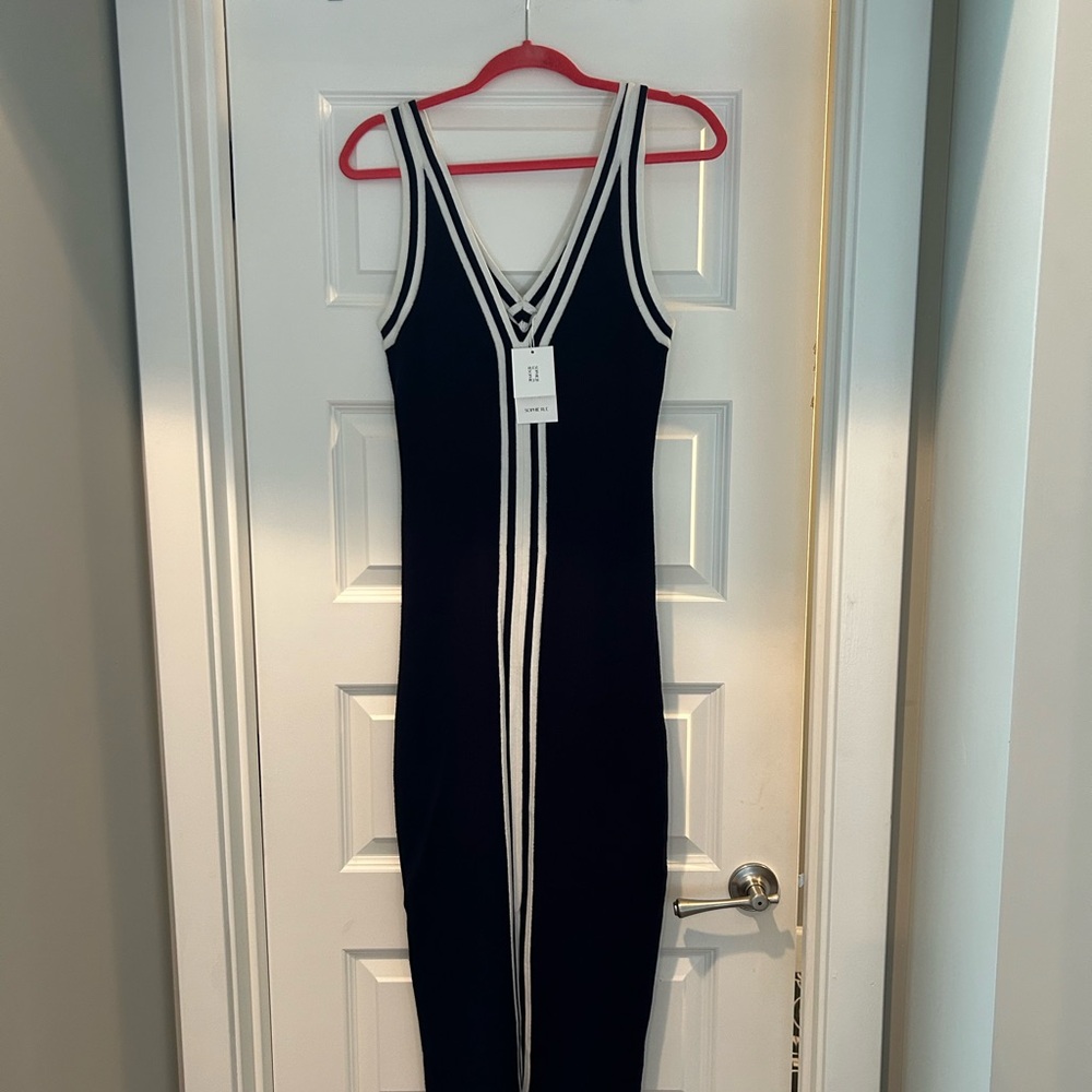 Sophie Rue Navy and White Midi Dress